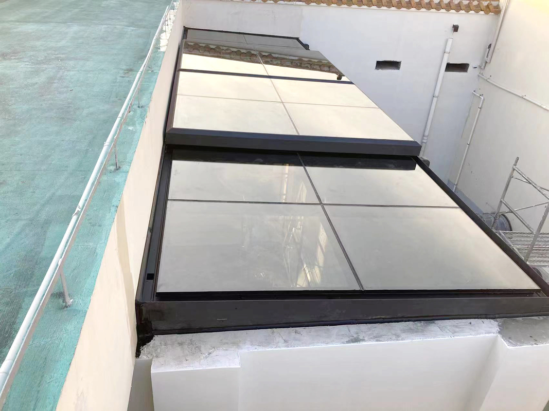 Telhado de vidro de alumínio elétrico para telhado de terraço do hotel